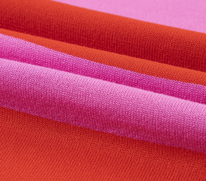 Color Block Round Neck Half Sleeve Top