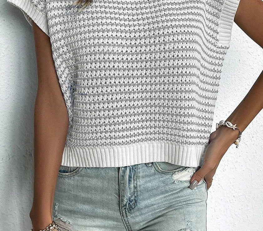 Striped Round Neck Sweater Vest