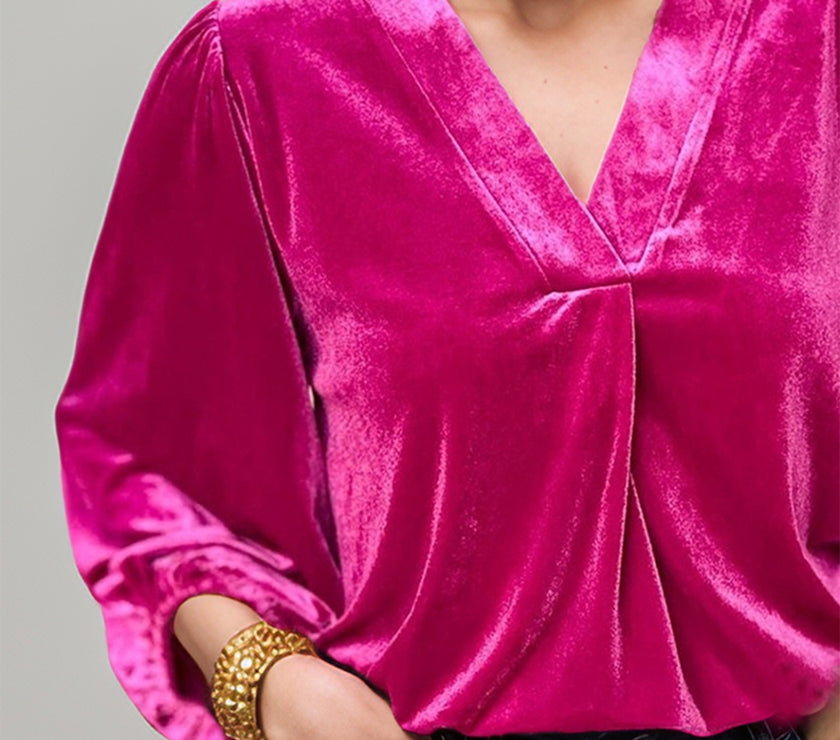 V-Neck Three-Quarter Sleeve Blouse