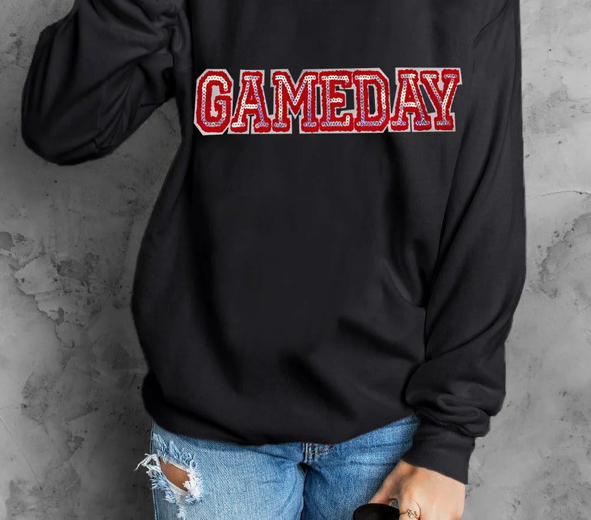 GAME DAY Round Neck Long Sleeve Sweatshirt