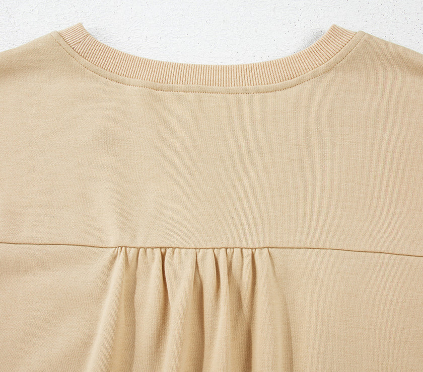 Parchment Ruffled Short Sleeve Bowknot Applique Crew Neck Plus Size Top