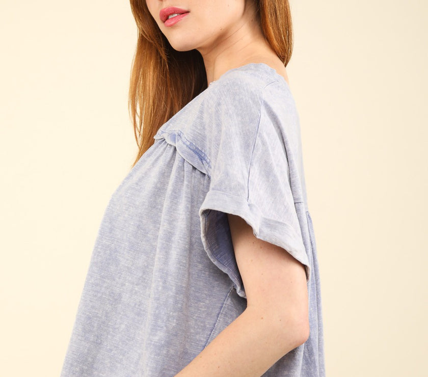 VERY J Nochted Short Sleeve Washed T-Shirt