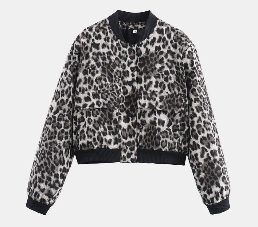 Pocketed Snap Down Baseball Collar Jacket