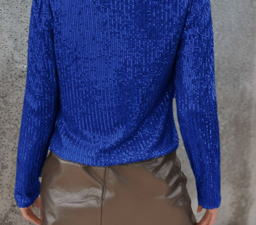 Full Size Sequin Open Front Cropped Jacket