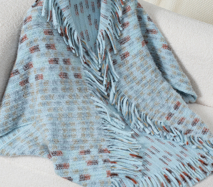 Fringe Open Front Half Sleeve Poncho