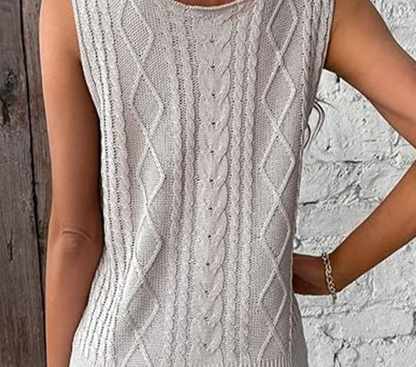 Cable-Knit V-Neck Sweater Vest