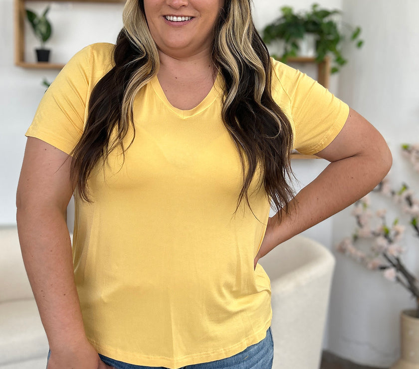 Basic Bae Bamboo Full Size V-Neck High-Low T-Shirt