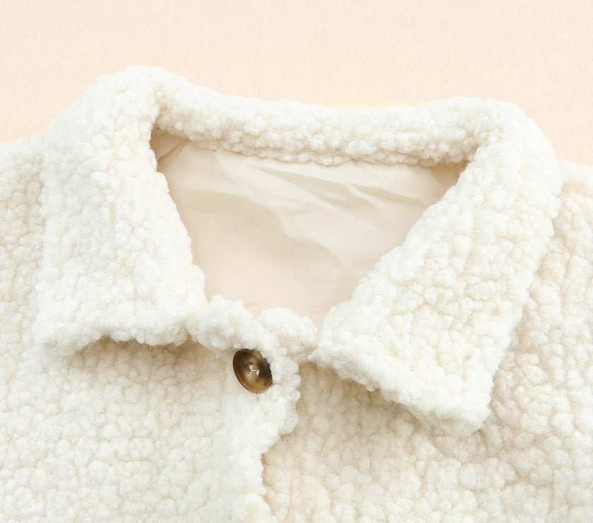 Color Block Collared Neck Sherpa Jacket