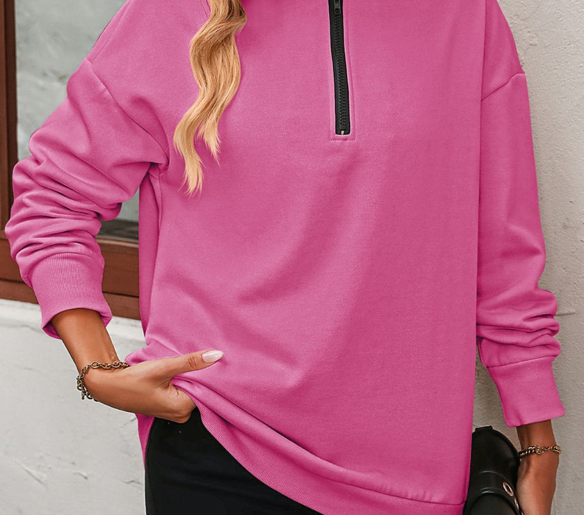 Mandy Zip-Up Dropped Shoulder Sweatshirt
