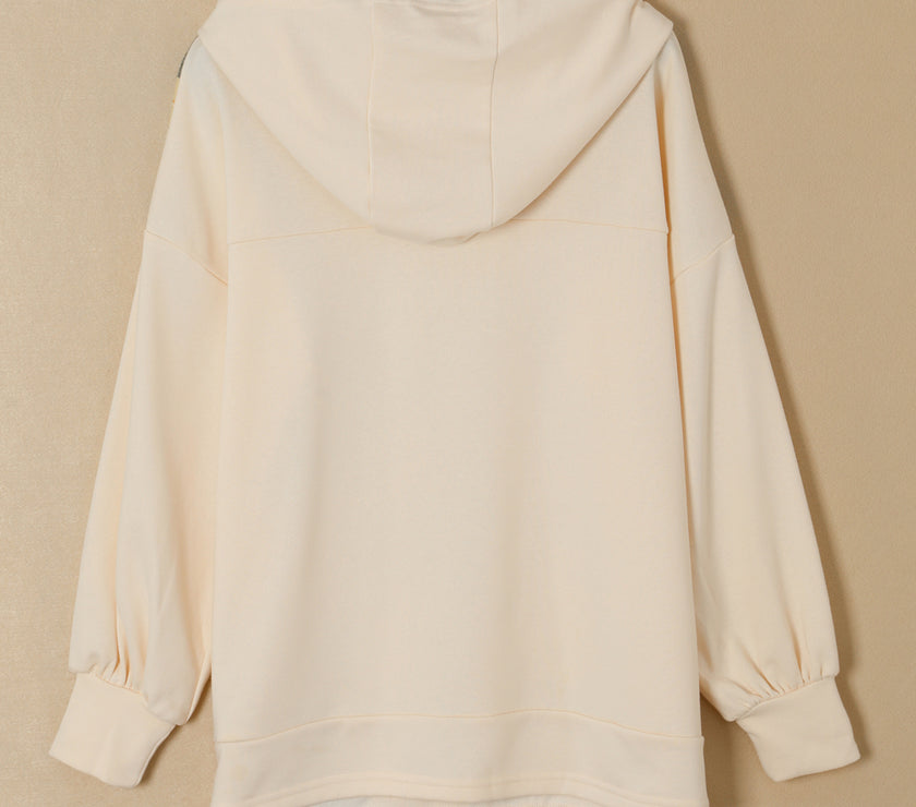 Drawstring Plaid Long Sleeve Hoodie