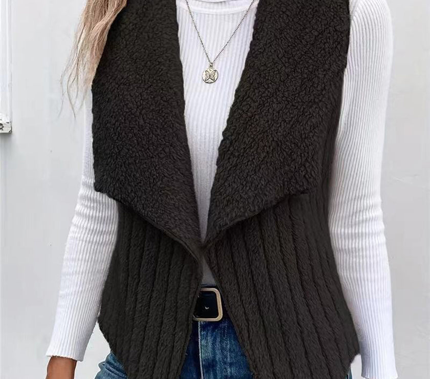 Open Front Fuzzy Vest Coat