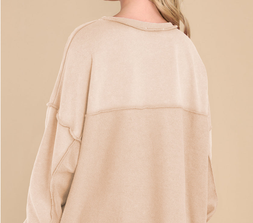 Exposed Seam Long Sleeve Sweatshirt