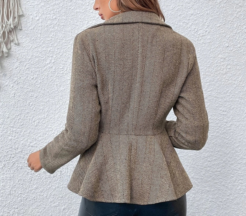 Ruffle Hem Collared Blazer