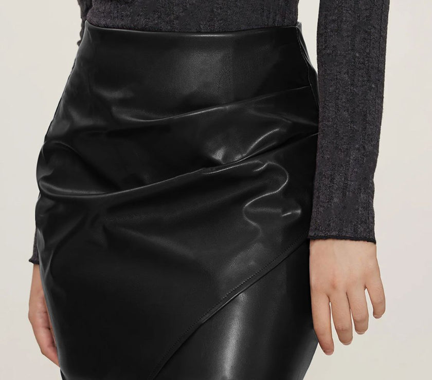Ruched Mini Skirt with Zipper
