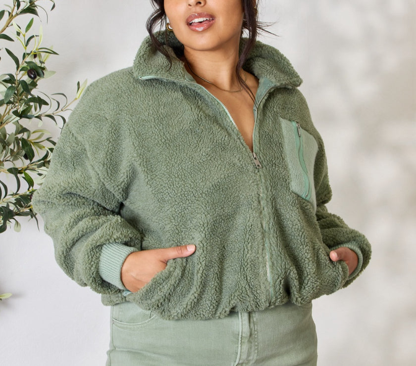 Heimish Full Size Zip Up Collared Neck Jacket