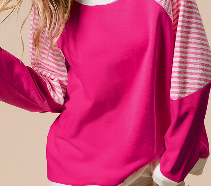 Striped Round Neck Long Sleeve Sweatshirt