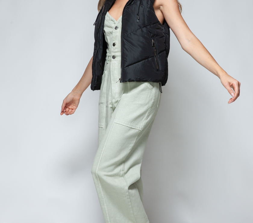 Snobbish Zip Up Quilted Hooded Vest
