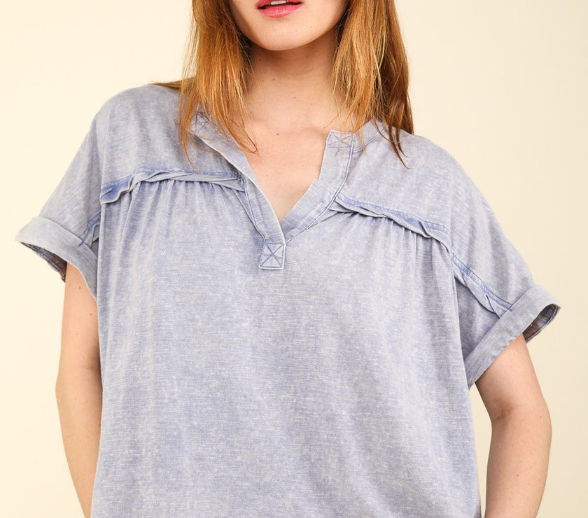 VERY J Nochted Short Sleeve Washed T-Shirt