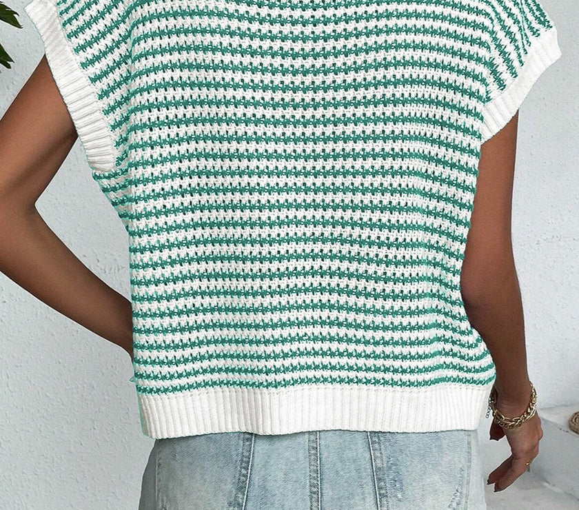 Striped Round Neck Sweater Vest