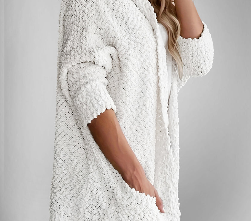 Double Take Pocketed Open Front Long Sleeve Cardigan