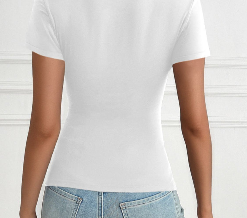 Devine Decorative Button Short Sleeve T-Shirt