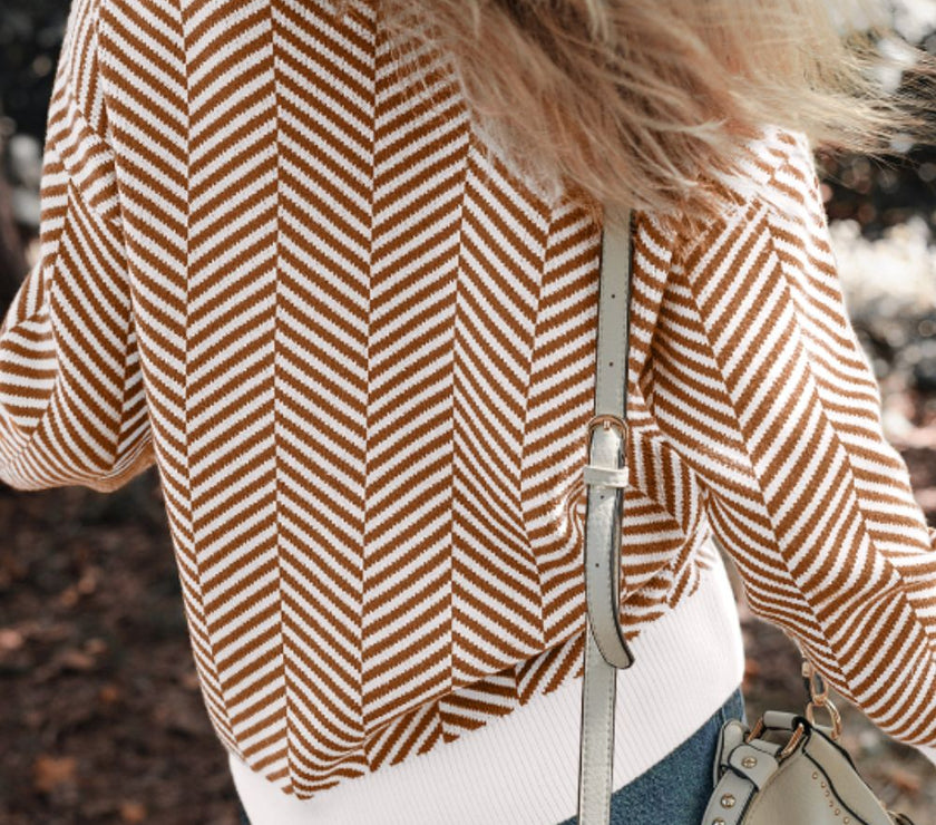 Striped Round Neck Long Sleeve Sweater