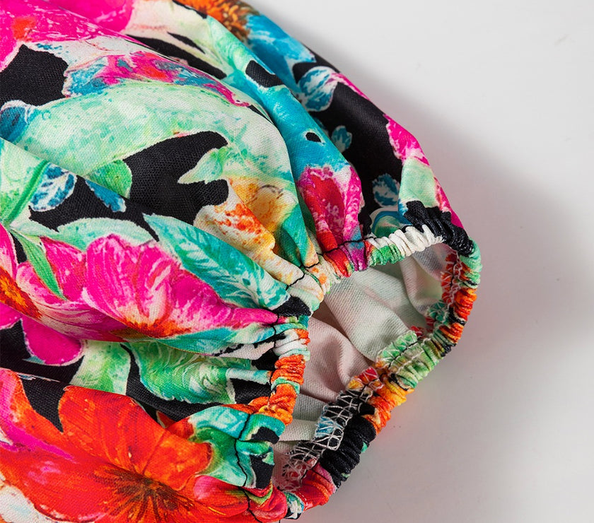 Floral Tie Neck Balloon Sleeve Blouse