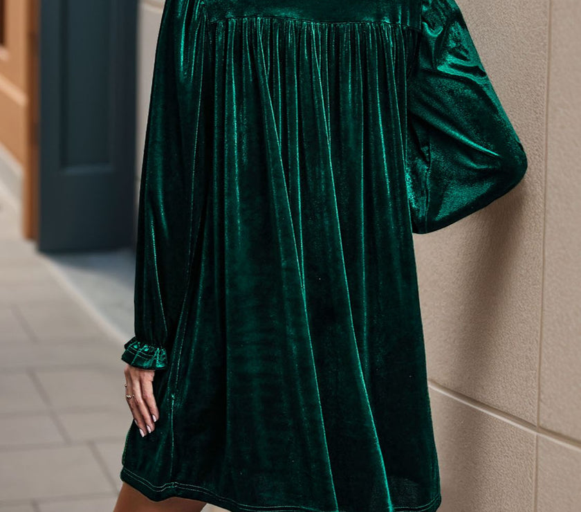 Perfee Ruched Surplice Long Sleeve Mini Dress