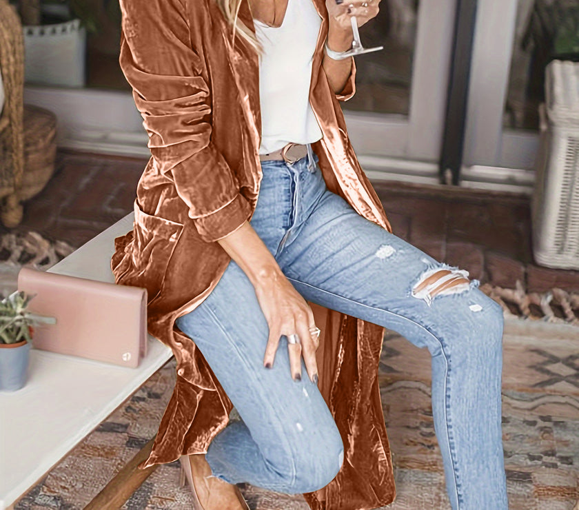 Open Front Long Sleeve Coat