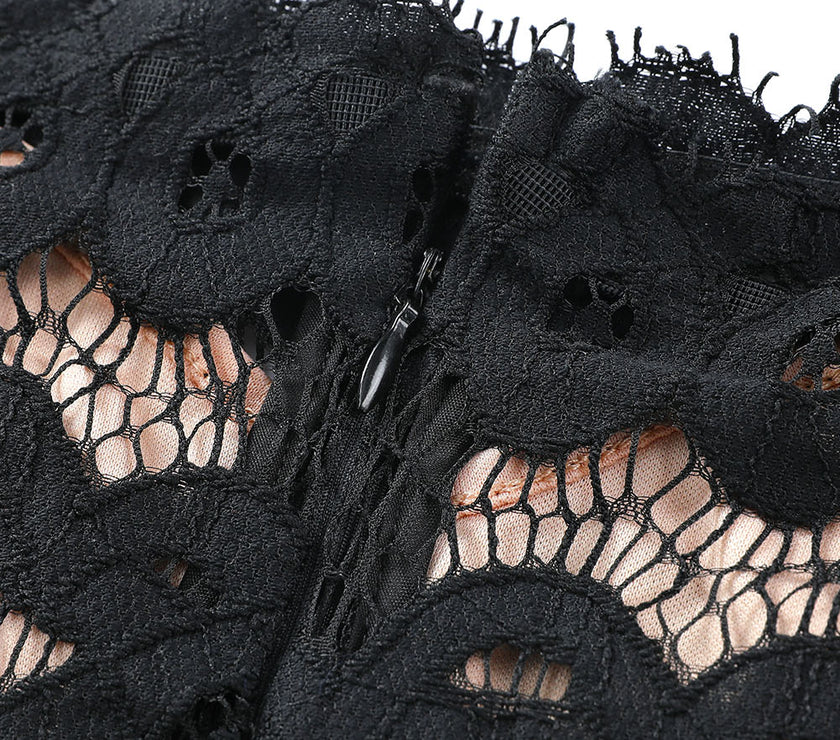 Off-Shoulder Long Sleeve Lace Dress