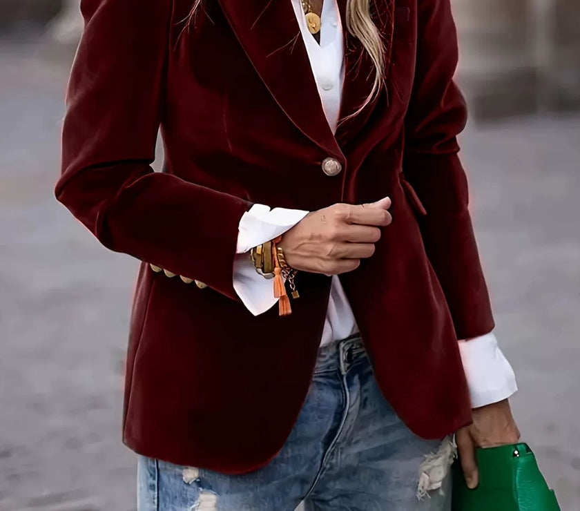 Lapel Collar One Button Blazer