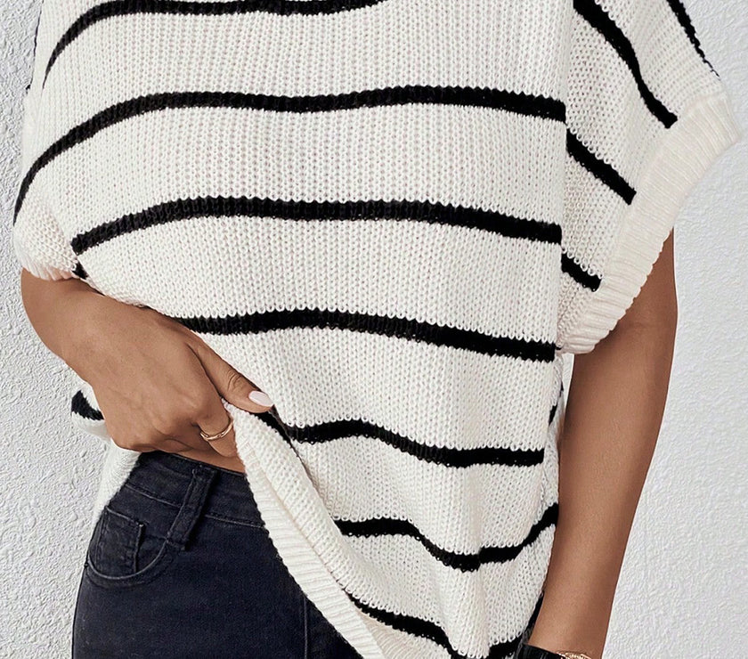 Striped Round Neck Sweater Vest