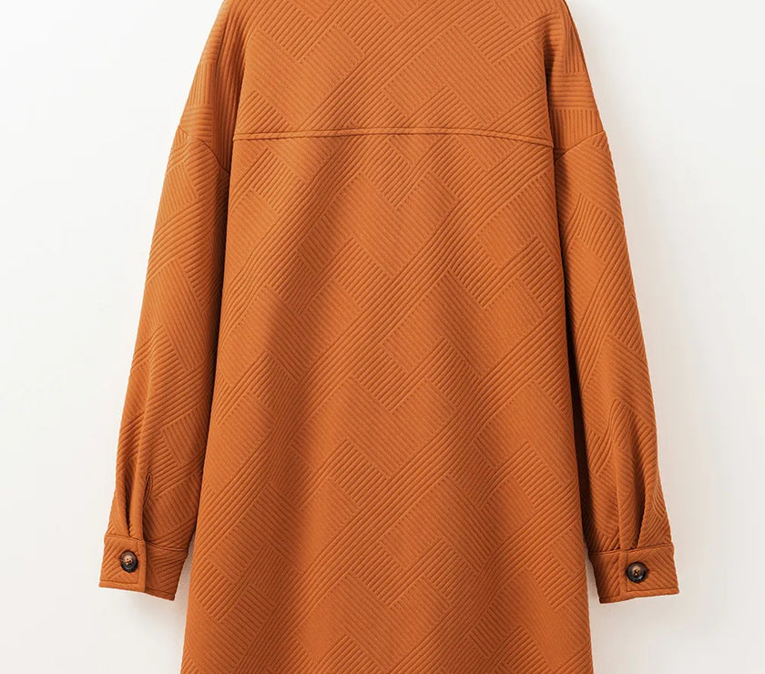 Textured Button Down Collared Neck Coat