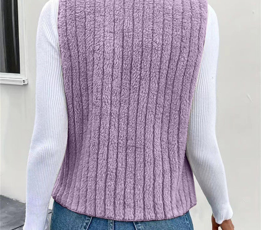 Open Front Fuzzy Vest Coat