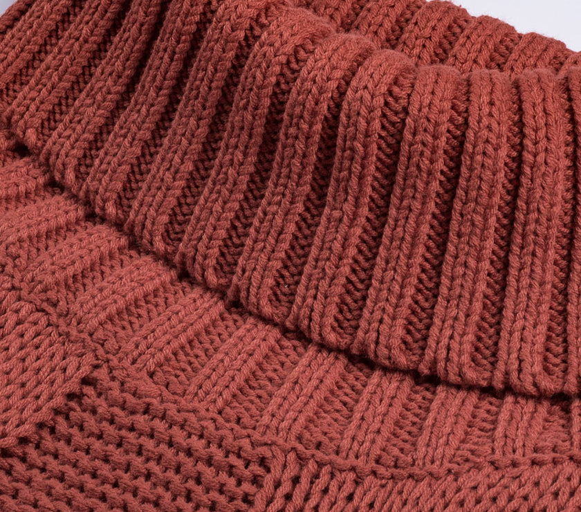 Cable-Knit Turtleneck Dropped Shoulder Sweater