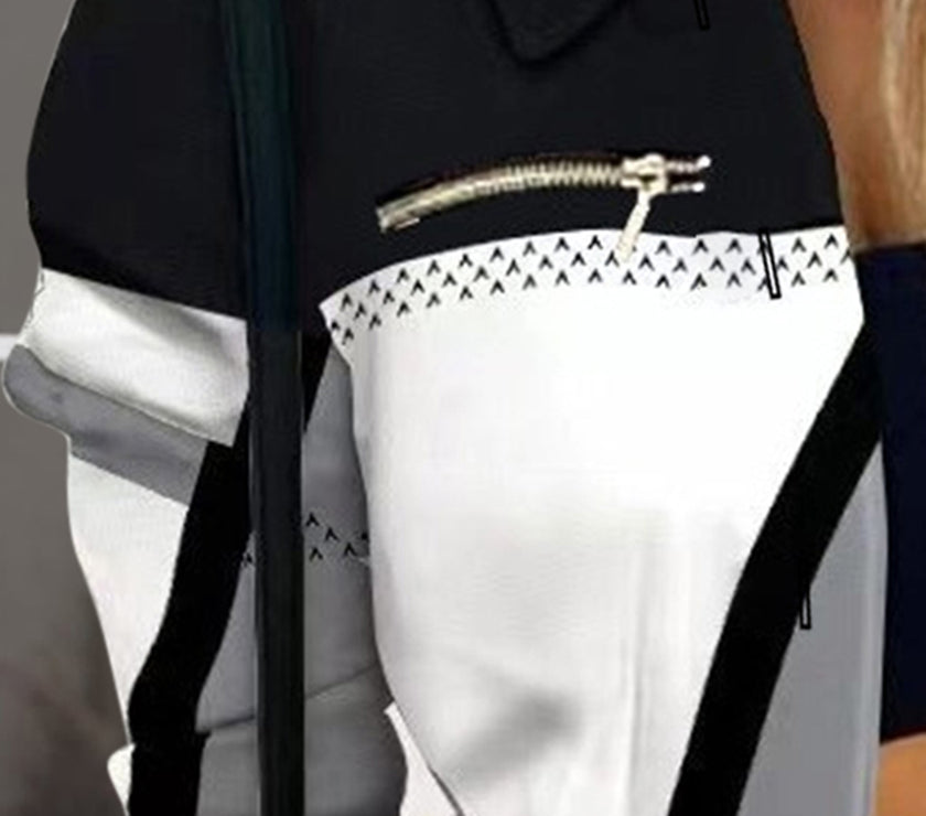 Printed Button Up Zip Detail Shacket