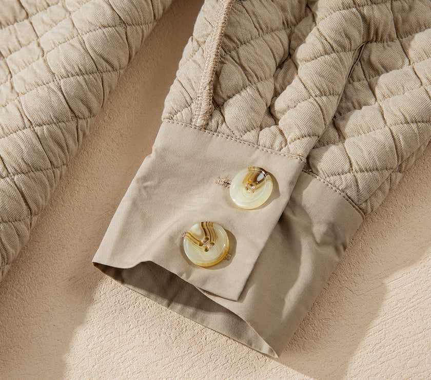 Exposed Seam Collared Neck Button Up Shacket