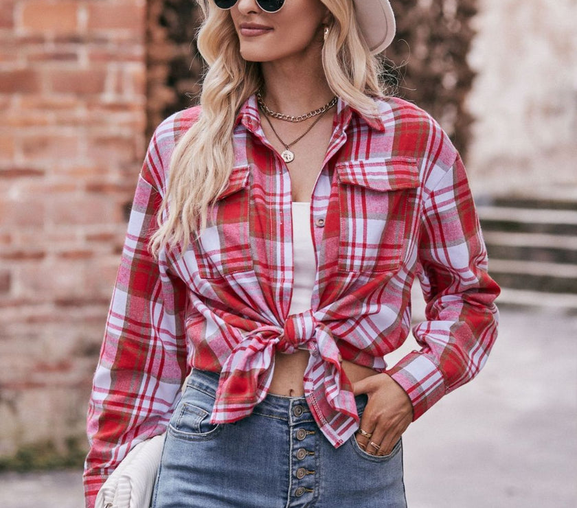Mandy Plaid Dropped Shoulder Longline Shirt