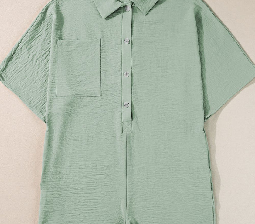 Half Button Collared Neck Romper