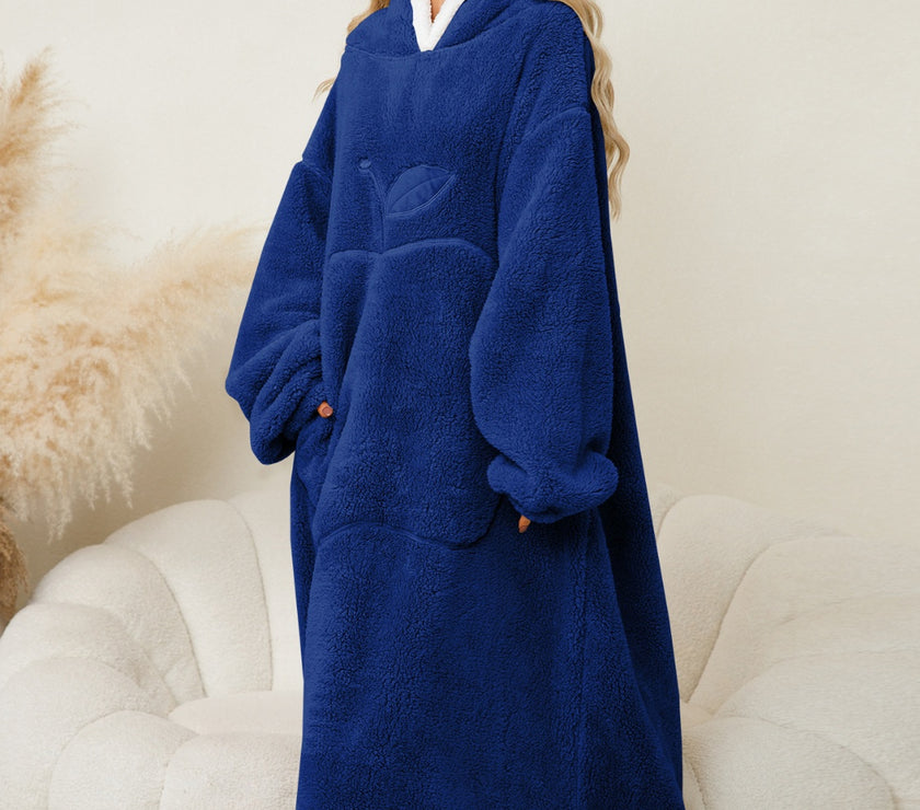 Pocketed Contrast Long Sleeve Hooded Lounge Dress