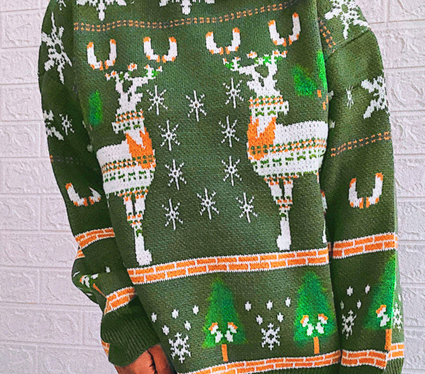 Turtleneck Drop Shoulder Long Sleeve Sweater