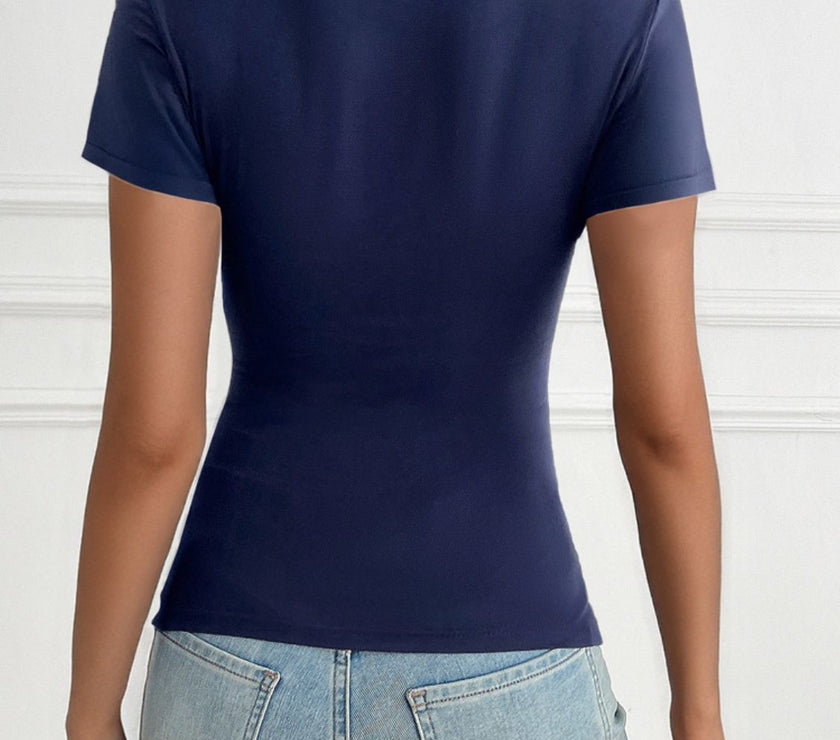 Devine Decorative Button Short Sleeve T-Shirt