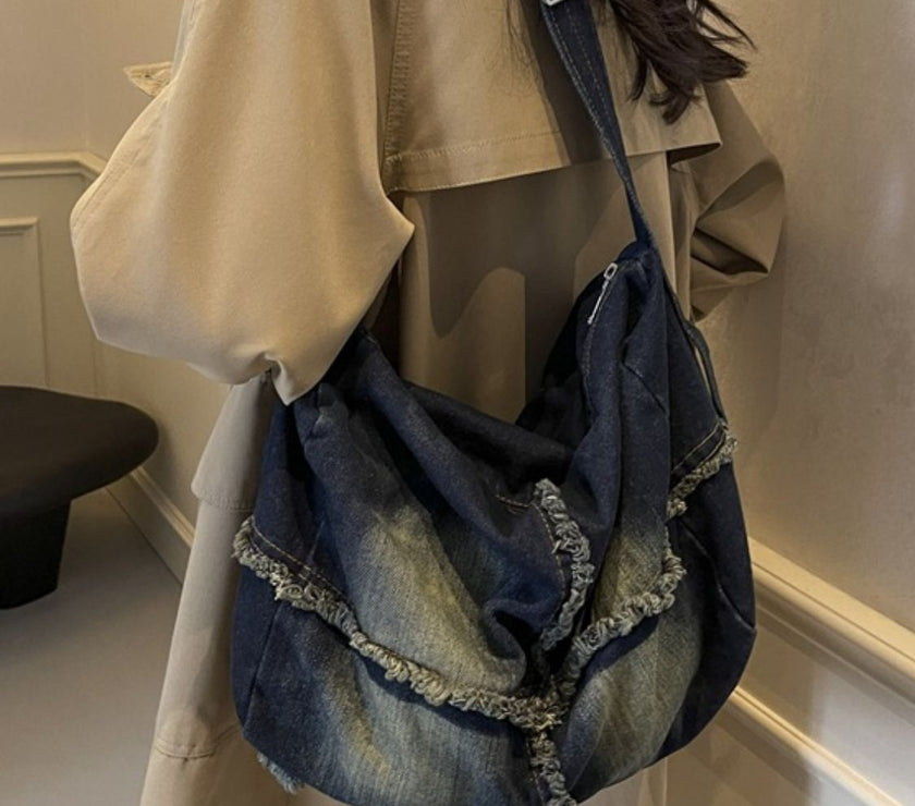 Raw Hem Gradient Crossbody Bag