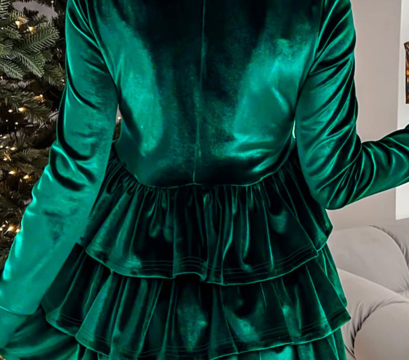 Ruffled Layered Long Sleeve Mini Dress