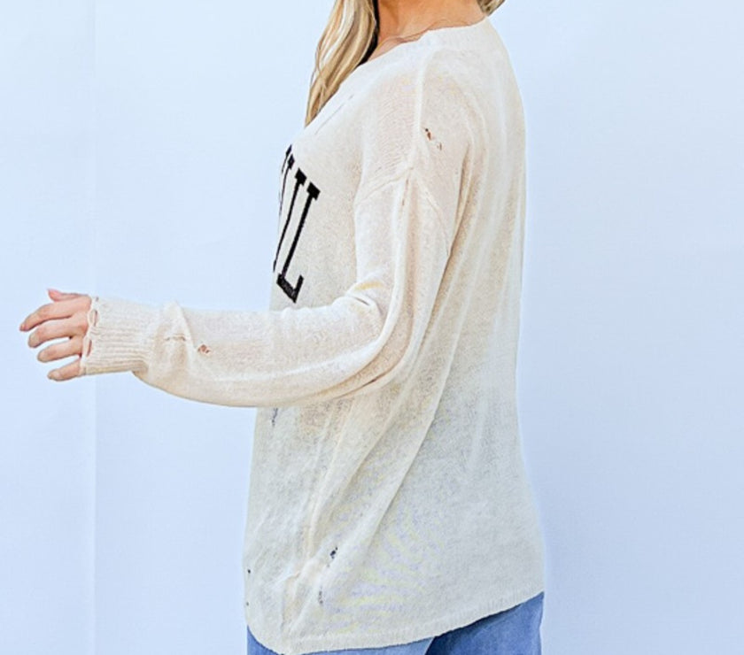 And The Why GRATEFUL Long Sleeve Knit Top
