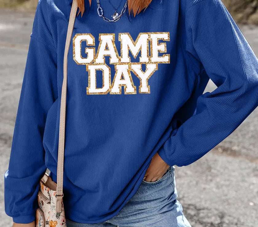 GAME DAY Round Neck Long Sleeve Sweatshirt