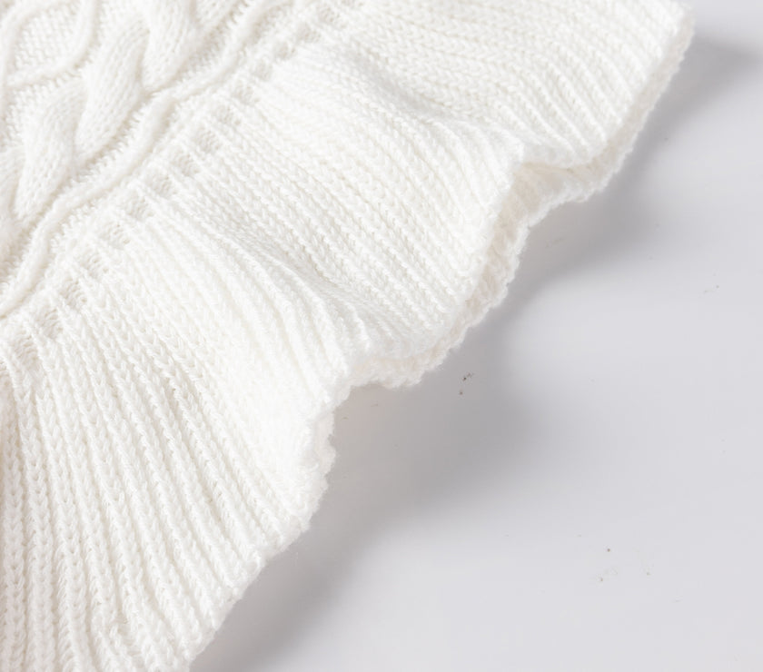 Cable-Knit Turtleneck Cap Sleeve Sweater