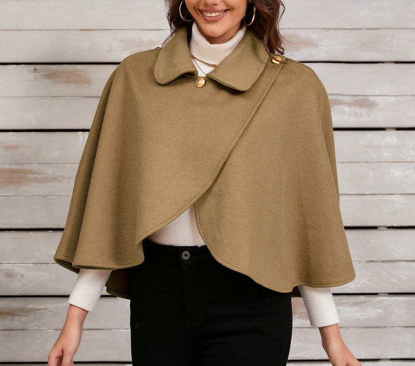 Collared Neck Cropped Cape
