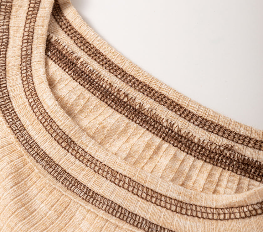 Plaid Floral Patchwork Round Neck Long Sleeve Top