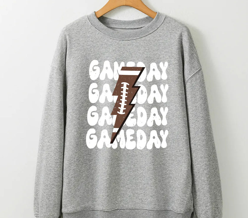 GAME DAY Round Neck Long Sleeve Sweatshirt